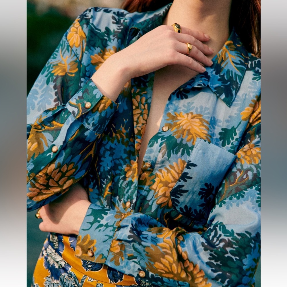 Sezane Max Shirt - Sézane X Inoui Editions Fontainebleau Blue - Size 4 - Picture 2 of 5